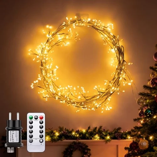 Limitiertes Angebot: Lichterkette Lichterkranz, 8 Modes Feuerwerk Baum Lichter mit Fernbedienung Timer, 288 LED DIY Künstliche Baumzweige Lichter mit Stecker, Innen Wanddeko Aesthetic Schlafzimmer Weihnachten Deko von 29.89 EUR auf 18.99 EUR (Spare 36%)