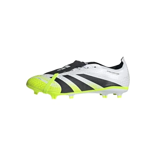 adidas Uniseks-Volwassen PREDATOR LEAGUE Fold-Over Tongue Firm Ground/Multi Ground Football Boots, Cloud White/Core Black/Lucid Lemon, 45 1/3 EU