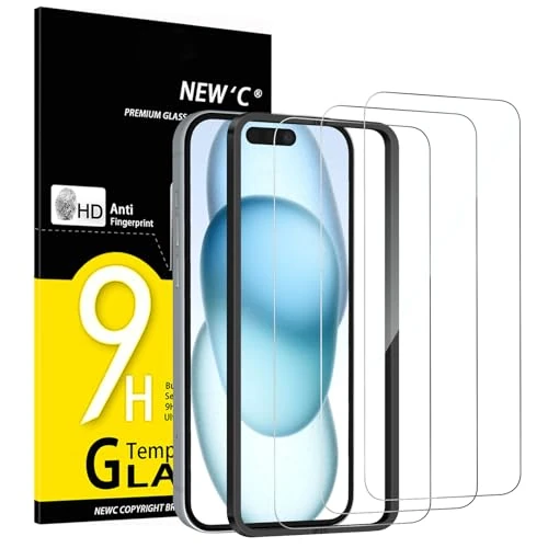 Oferta ograniczona: NEW'C 3 Sztuki, Ochraniacz Ekranu do iPhone 16,15 (6,1 cala), Folia ochronna ze szkła hartowanego bez pęcherzyków powietrza, odporność na zarysowania - Zawiera narzędzie ułatwiające montaż z 33.00 PLN na 33.00 PLN (zniżka 0%)