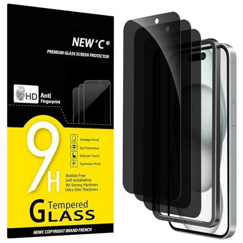 Limited-time offer: NEW'C 3 Pack Privacy for iPhone 16, iPhone 15 Screen Protector (6.1 inches), Anti-Spy Tempered Glass Film,Enhanced 28-Degree Privacy Angle with easy installation tool included from 7.89 £ to 5.99 £ (save 24%)