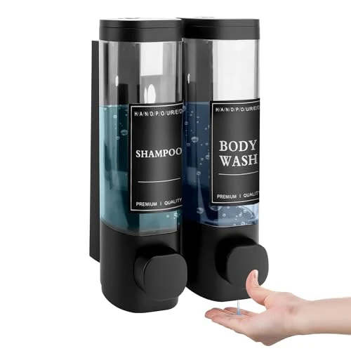 Offerta a tempo: MEKOTRIN Dispenser Sapone Bagno, Dispenser Di Sapone Da Parete Mani Con Etichetta Impermeabile Per Cucine Bagni (Nero, 2x300ml) - 0.00% da 26.99 € a 26.99 €