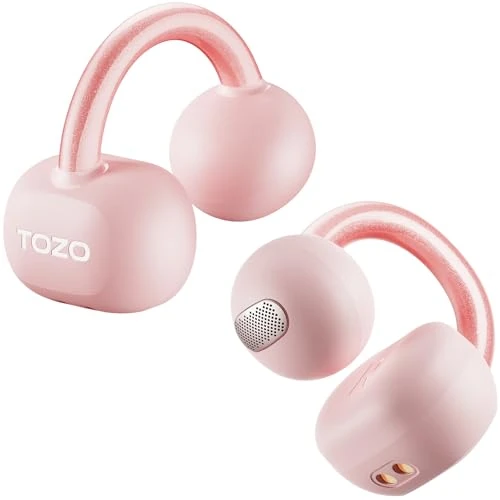 Offerta a tempo: TOZO OpenEarRing Cuffie Bluetooth 5.4 Ultraleggero con Cancellazione del Rumore delle Chiamate IA ORIGX Acustica EQs Regolazione 40 Ore Riproduzione LED Schermo USB Tipo C IPX5 (Rosa) - 30% da 39.99 € a 28.04 €