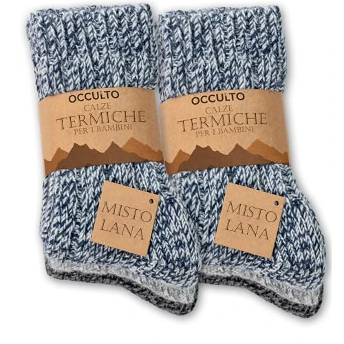 Occulto ciepłe wełniane skarpety chłopcy & dziewczynki 6 pak (model: Niki) niebieski mix 35-38