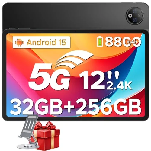 DOOGEE V Pad 5G Tablet 12 Zoll Android 15 Mediatek Dimensity 7050 Tablet 5G SIM Fähig 32GB RAM + 256GB ROM(2TB TF) 8800mAh 2.4K 90Hz Display Gaming Tablets mit SIM Card Slot, WiFi 6 Face ID/OTG/GPS