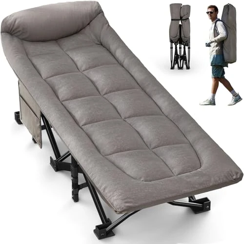 Oferta limitada: OVERMONT Cama de Camp Plegable con Colchón - Cama de Camp Plegable 190 x 70 x 40 cm - Soporta hasta 250 kg - Tela Oxford con Bolsillo Lateral - Bolsa de Transporte para Camping Jardín Oficina - Gris de 86.99 € a 86.99 € (ahorro 0.00%)