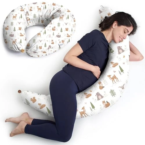 Offerta a tempo: Niimo Cuscino Allattamento e Gravidanza XXL - Cuscino Gravidanza per Dormire con Federa 100% Cotone, Vincitore Del Doppio Platino Nel 2022, Ciambella Allattamento Neonato, Cuscino per Gravidanza - 10% da 39.99 € a 35.99 €