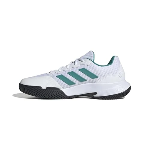 Adidas Hombre Gamecourt 2.0 Tennis Shoes, FTWR White/Pure Teal/Core Black, 40 2/3 EU