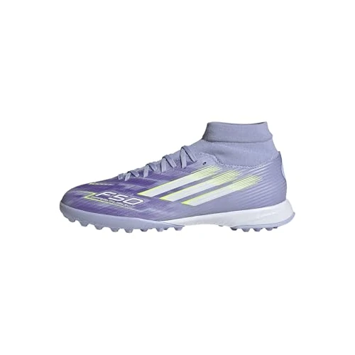 adidas Femme F50 SPARKFUSION League W Mid Turf Football Boots Chaussures, Violet Tone/Lucid Lemon/Purple Rush, 45 1/3 EU