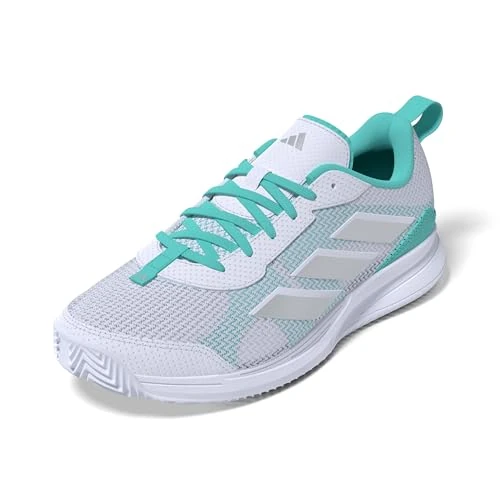 adidas Dames Avaflash Low Tennis Shoes, Cloud White/Silver Metallic/Flash Aqua, 36 EU