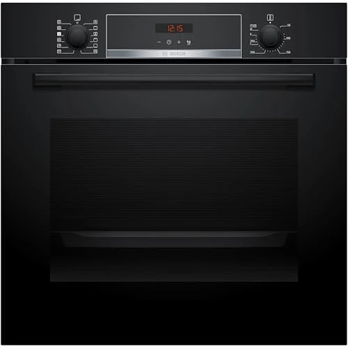 Bosch HQA574BB3 Serie 4 Backofen mit eingebautem Dampf, Pyrolyse: mühelose Reinigung des Ofens, rotes LED-Display, 10 Automatikprogramme, schwarz, 60 x 60 cm