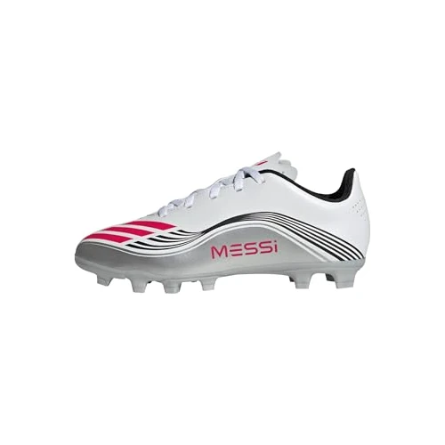 adidas F50 Messi Club Firm Multi Ground Football Boots Kids, FTWR White/Lucid red/Silver met, 5 UK Child