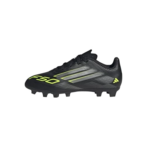 adidas uniseks-kind F50 CLUB Firm Ground/Multi Ground Football Boots Kids, Core Black/Iron Metallic/Lucid Lemon, 38 2/3 EU