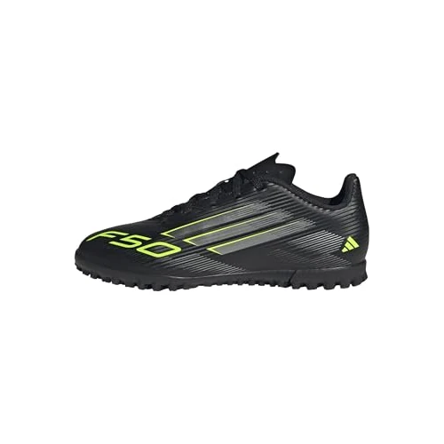 adidas Unisex Kids F50 Club Turf Football Boots Kids, core Black/Iron met./Lucid Lemon, 12 UK Child