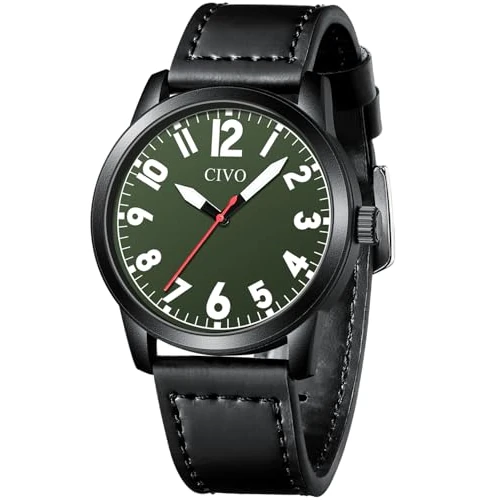 Limitiertes Angebot: CIVO Uhren Herren Lederarmband Armbanduhr: Leicht Lesbare Uhr mit Groß Zahlen - Analog Quarz Schwarz Herrenuhren von 19.99 EUR auf 9.99 EUR (Spare 50%)