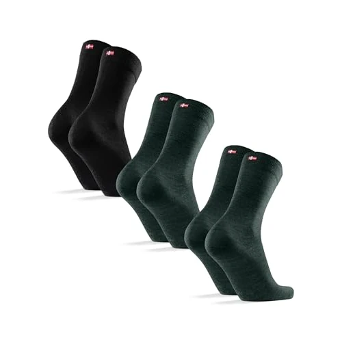 DANISH ENDURANCE Premium Merino Socken, (3|5 Paar), Warme Socken, Wollsocken, Unisex, Socken Herren & Damen, Mehrfarbig (1xSchwarz, 2xDunkelgrün), 39-42