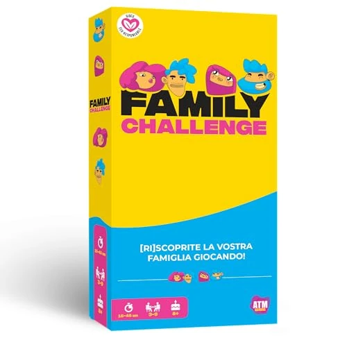 Family Challenge - Juegos de Sociedad para familias - Preguntas divertidas y desafíos para niños y adultos - Juego de mesa - Juego de cartas 8+ Años - Español