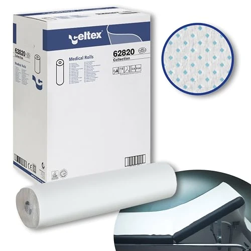Celtex 6 rollen papier, 60 cm x 70 m, voor kinderbed, doktersbed, massage, cosmetica, fysiotherapie, twee lagen pure cellulose, zacht, hygiënisch, duurzaam, 6 rollen