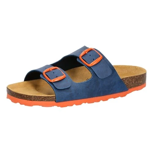 Lico Unisex Bioline Kids pantoletten, blauw/oranje, 28 EU