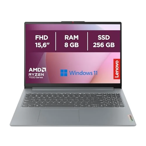 Lenovo IdeaPad Slim 3 Notebook 15,6 Zoll FHD (1920 x 1080), AMD Ryzen 3 7320U, RAM 8 GB, 256 GB SSD M.2, integrierte Grafik AMD Radeon 610M, WiFi 6, Windows 11 - Arctic Grey