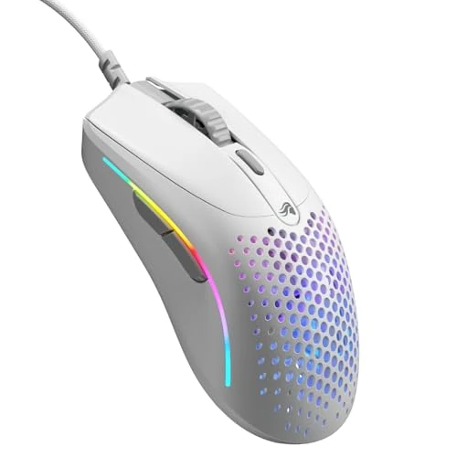 Glorious Model O 2 Mini Gaming-Maus mit Kabel - Besonders leichte 49g, Sensor mit 26K, Motion Sync, 80M Klicks, 6 programmierbare Tasten, Maus für kleine Hände, FPS, MMO, MOBA, Battle Royale - Weiß
