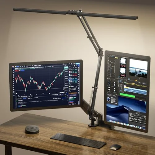 Offre limitée : SKYLEO Lampe de Bureau LED, Double Tête et Télécommandée,2400 LM,24W, 5 Modes de Température, Réglage Horaire & Mémorisation, Facile à Installer - Pour Bureau, Lecture -Noir de 47.99 EUR à 47.99 EUR (remise 0%)