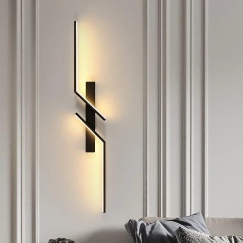 Tijdelijke aanbieding: LED Wandlamp Binnen, 81.5 CM 19 W Zwarte Wandlamp Binnen Lang 3000K Warm Licht Creatief Ontwerp Moderne LED Acryl Wandlamp voor Hal Trappenhuis Woonkamer Slaapkamer van 27.36 € naar 27.36 € (0.00% korting)