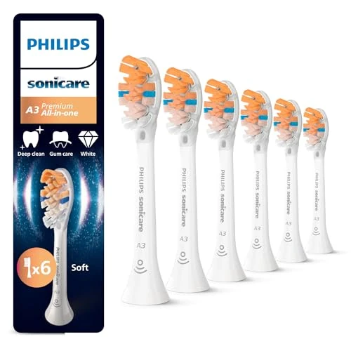 Limited offer: Philips Sonicare A3 Premium All-in-One, Genuine Replacement Toothbrush Heads, White, 6 Pack, HX9096/87 from 69.99 EUR to 49.99 EUR (save 29%)