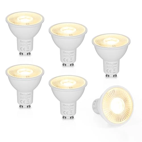 Dehobo GU10 LED Bulbs Warm White, Spotlight Bulb 6W 2800K, 60W Equivalent Energy Saving, 480LM, 120° Beam Angle, Non-Flicker, Non-Dimmable Spot Lights for Ceiling Downlights Lighting, 6 Pack