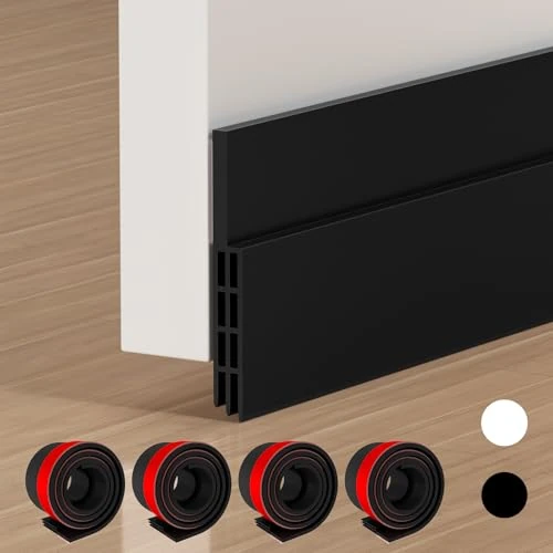 EXTSUD Guarnizione Sottoporta in Gomma Adesivo Pellicola Insonorizzata Antispiffero Antivento Striscia di Sigillatura Paraspifferi Porta Antipolvere (100cm x 5cm) 4 Pezzi