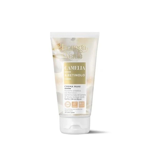 Offerta a tempo: Bottega Verde - Camelia e Retinolo, Crema Mani, 75 ml, Nutriente e Protettiva, con Retinolo ed Estratto di Camelia Iperfermentato di Tenuta Bottega Verde, per Tutti i Tipi di Pelle - 64% da 14.00 € a 4.99 €