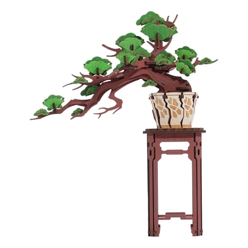 Rolife Modelbouwsets - 3D Puzzel Kunstmatige Boom Planten Groenblijvende Dennenbonsai Houten Puzzels voor Volwassenen, Speelgoed Bouwsets Constructie Kits voor Volwassenen, Bouw Je Eigen Esthetische