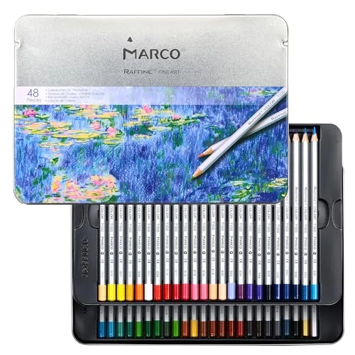 Offerta a tempo: MARCO Matite Colorate a Base di Olio - 48 Colori, Mine Grosse - Ideali per Illustrazioni e Graffiti - In Scatola di Ferro per Principianti e Artisti - 0.00% da 19.99 € a 19.99 €
