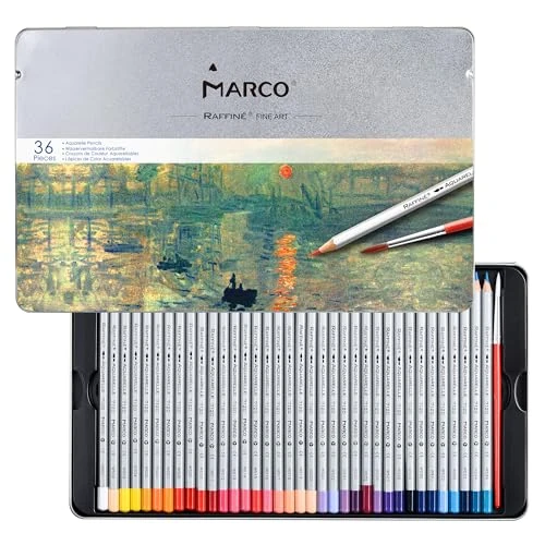 Limited-time offer: MARCO Water Soluble Colouring Pencils for Adults and Artists - 36 Colours, Hexagonal Wooden Pencils with Brush, in Iron Box, Ideal for Illustrations, Graffiti and Manuals - Series 7120 from 10.86 £ to 10.86 £ (save 0.00%)