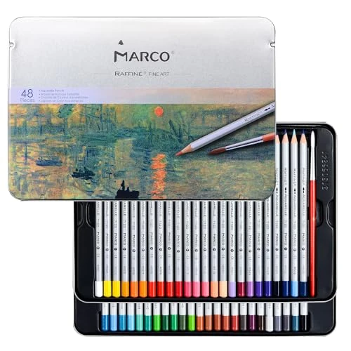 Limited-time offer: MARCO Colouring Pencils for Kids - 48 Water Soluble Colours, Wooden Hexagonal Pencils with Brush, Ideal Set for Beginners, in Iron Box, Portable-7120 Series from 13.08 £ to 13.08 £ (save 0.00%)