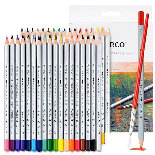 MARCO 7120 Water Soluble Colouring Pencils - 36 Colours Hexagonal Ideal for Art Lovers and Professional Painters Made of Natural Wood Easy to Carry A Perfect Holiday Gift