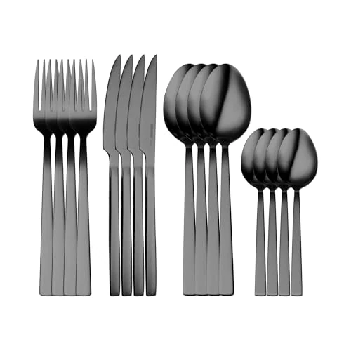 BERGNER Sofia BG 16-Piece Stainless Steel Cutlery Set, Includes 4 Knives, 4 Forks, 4 Spoons, 4 Teaspoons, Silver Finish