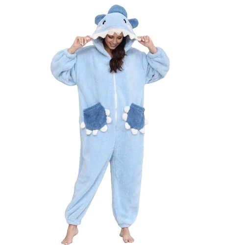 Zeitlich begrenztes Angebot: chuangminghangqi Pelziger Tier Overall Gemütlicher Erwachsene Einteiler Schlafanzug Winteranzug Hai Kostüme Damen Fasching Kostüm Herren Ganzkörper Pyjama Mit Kapuze(Hai,M) von 19.89 € auf 19.89 € (0.0% Rabatt)