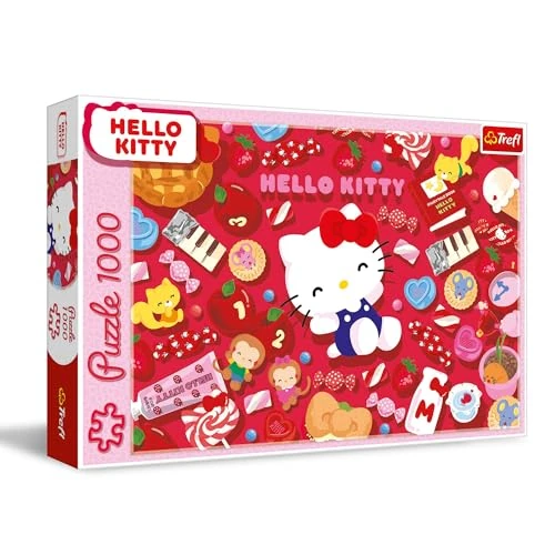 Trefl - Hello Kitty - Puzle de 1000 Piezas - Rompecabezas navideño, para Adultos y niños a Partir de 14 años