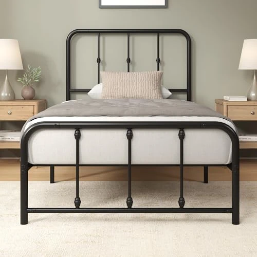 Tijdelijke aanbieding: Zinus Florence Eenpersoonsbed 80 x 190 cm, bed 80 x 190 cm, bedframe met hoofdeinde en voeteneinde van metaal, hoogte 35 cm, inclusief lattenbodem van metaal, opbergruimte eronder, zwart van 79.07 € naar 79.07 € (0.00% korting)