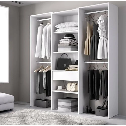 Offre limitee: Dmora - Grande Garde-Robe Bignone, Meubles de Chambre, Penderie de Plain-Pied, Placard à vêtements, 160x50 h187 cm, Blanc de 313.99 EUR a 313.99 EUR (economie 0%)