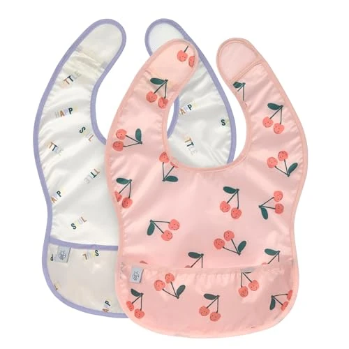 LÄSSIG Bebé Set Babero 2 Pzs. con Protección Repelente al Agua/Lightweight Bib Happy Fruits Cherry