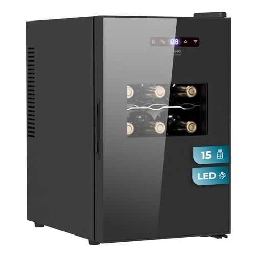 Offerta a tempo: Cecotec Cantinetta Vino Bolero GrandSommelier 1550 CoolCrystal. 15 Bottiglie, Termoelettrica, Silenziosa 35dB, Temperatura 5-18ºC, Pannello Touch, LED Interno, Eco-Friendly, Design Elegante e Moderno - 30% da 169.00 € a 119.00 €