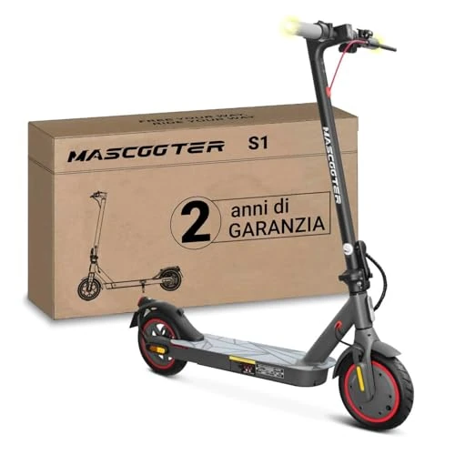 MASCOOTER S1 | hulajnoga elektryczna dla dorosłych, dopuszczona do ruchu (300 W), wskaźniki kierunku i regeneracji akumulatora podczas hamowania, 20 km, koła powietrzne 8,5"