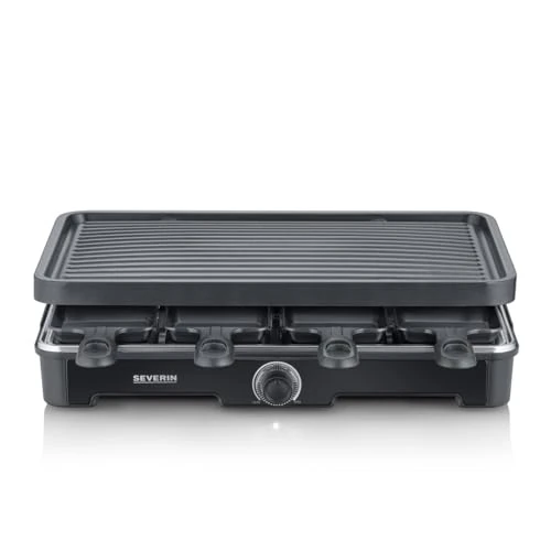 Oferta limitowana: SEVERIN Raclette Grill, raclette z dużym żelazkiem, powłoka ceramiczna i nieprzywierająca, 8 patelni do raclette i 8 szpatułkami, grill stołowy dla maksymalnie 8 osób, 1400 W, czarny, RG 9670 z 170.31 zł na 170.31 zł (oszczędź 0.00%)