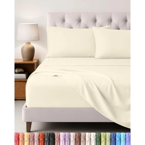 Offre limitée : Utopia Bedding Parure de Lit 135x190, Draps de Lit 2 Personnes, Ensemble de Draps 4 Pièces, Polyester Microfibre, 1 Drap Housse 135x190, 1 Drap Plat 225x255 et 2 Taies d'oreillers 50x75, Ivoire de 21.99 € à 20.89 € (5% de remise)