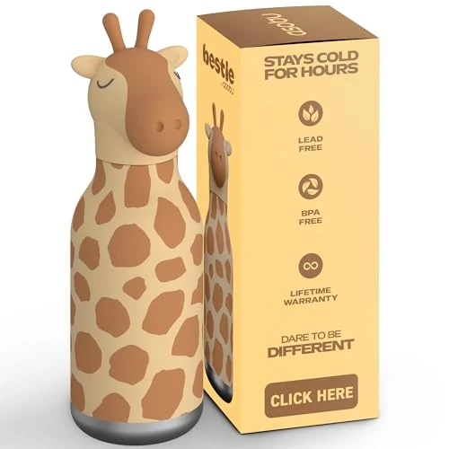 Offerta a tempo: asobu Bestie Borraccia termica in acciaio inox, con testa a forma di animale morbido, rimovibile, per bambini e ragazzi, con cannuccia flessibile, riutilizzabile, da 40 ml (giraffa) - 7% da 39.00 € a 36.17 €