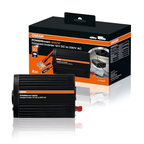 Offerta a tempo: OSRAM POWERinvert Inverter a onda sinusoidale modificato 12V DC 300W, OEINVU300, powerbank, per esigenze energetiche autonome - 17% da 53.30 € a 43.99 €