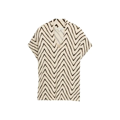 Offerta a tempo: TOM TAILOR Maglietta da Donna, 38058 - Zig Zag Design Naturale, M - 62% da 24.46 € a 9.40 €