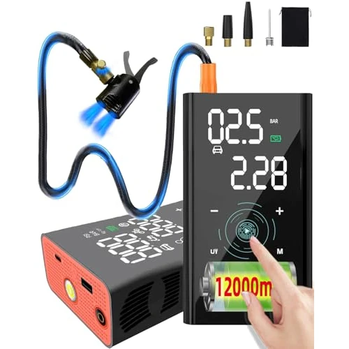 Offerta a tempo: yanace 12000mAh Compressore Aria Portatile, Velocità 4X, 150PSI Gonfiatore Elettrico Portatile a Batteria, Mini Compressore Portatile Gomme Auto, Pompa Elettrica per Moto, Bicicletta, Bici,Palloni,SUV - 0.00% da 16.98 € a 16.98 €