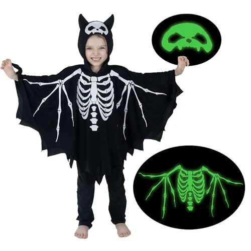 Sincere Party Kostium Glow In the Dark Bat Cape Skeleton dla dzieci 9-11 lat